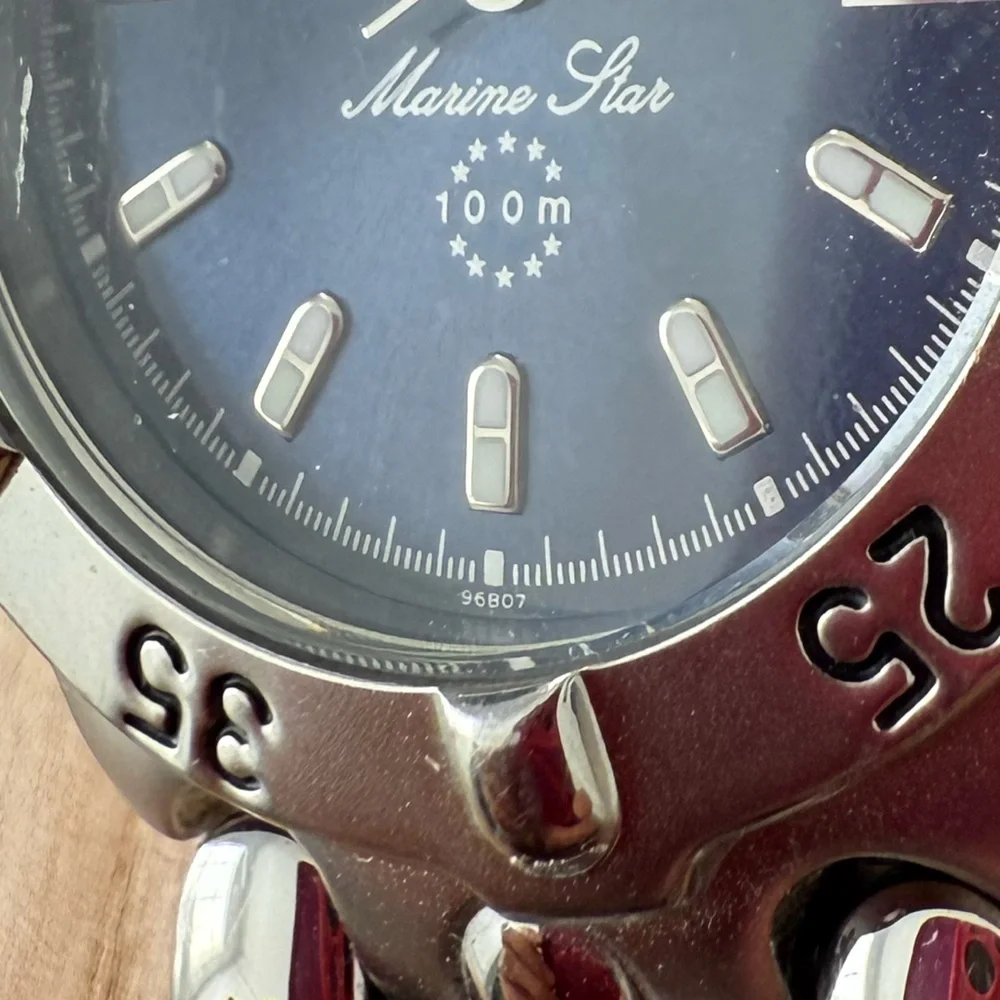 Bulova marine star navy blue dial stainless steel watch NEW BATTERY